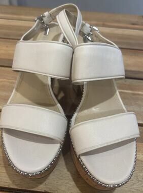 Coach Women's Sz 7.5 Sandal Quartz Sling Leather Open Toe Brown Cork